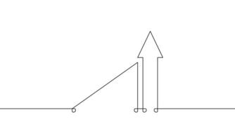 Illustration of arrow up. One continuous line drawing of graph. Increasing arrow sign symbol. Bar chart in single line art. Business growth icon vector