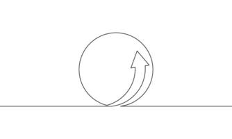 Continuous line drawing of arrow up with circle. Business growth, bar chart. Object one line, single line art, illustration vector