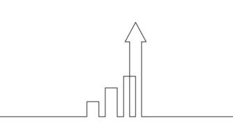 Continuous line drawing of graph business icon. Bar chart, growth graph outline. Object one line, single line art, illustration vector
