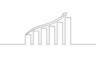 Continuous line drawing of graph business icon. Arrow up. Bar chart. Growth graph. object one, single line art, illustration vector