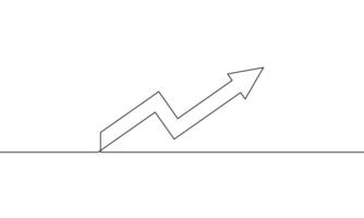 Continuous line drawing of arrow up. Business growth. bar chart icon. Graph outline. Object one line, single line art, illustration vector