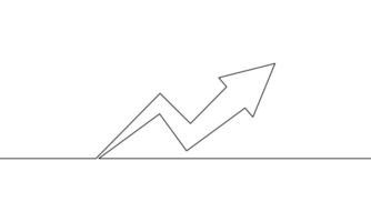 Continuous line drawing of arrow. Growth graph. Business arrow up. Bar chart, object one line, single line art, illustration vector