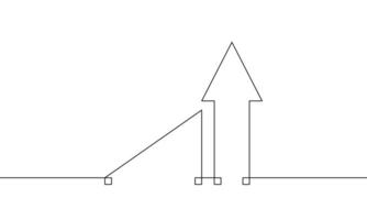 Continuous line drawing of graph. Single line art of bar chart. Object one line of arrow up. Illustration of business growth. Flat icon of increasing arrow vector