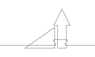 Continuous line drawing of grraph. Illustration of arrow up. Single line art of business growth. Object one line of bar chart. Sign symbol of increasing arrow. Flat icon vector