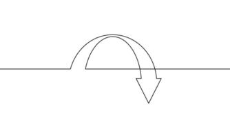 Continuous line drawing of arrow icon. Down graph. Arrow down. Bar chart. Object one line, single line art, illustration vector