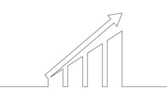 Continuous line drawing of graph business icon. Arrow down, graph down outline. Bar chart, object one line, single line art, illustration vector