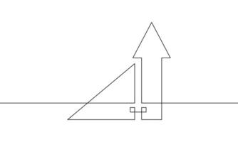 Continuous line drawing of graph. Business growth, bar chart, arrow up, sign symbol, increasing arrow. Illustration of icon business. Single line art. Object one line vector