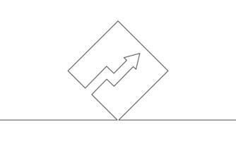 Continuous line drawing of arrow. Arrow up with box frame. Business growth, bar chart, object one line, graph single line art, illustration vector