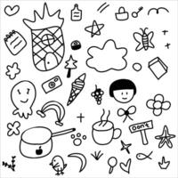 Collection of Doodle objects from a child's life drawn by hand vector