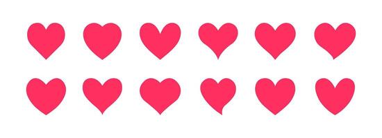 Pink Decorative Heart Icon Collection. Set Of 12 Different Style Hearts Illustration vector