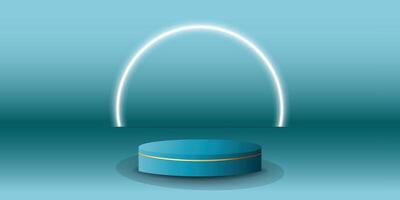 White neon light podium display with background the same color as the podium. Modern studio, wall scene fashion, stage podium scene with for Award Ceremony. 3D rendering. vector