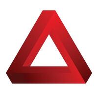 The abstract color triangle overlap on a white background. The Penrose triangle. vector