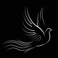 Dove are flying isolated on a black background. vector