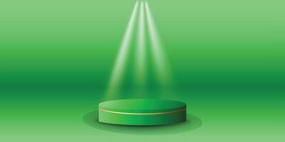 White spotlights podium display with background the same color as the podium. Modern studio, wall scene fashion, stage podium scene with for Award Ceremony. 3D rendering vector
