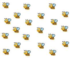 a pattern of cartoon bees on a white background vector