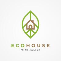 Eco Green House Logo, home and leaf combination, suitable for Architecture Building apps and company logo design vector