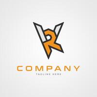 Initial RV or VR Logo design, Monogram Letter R with V combination, Illustration vector