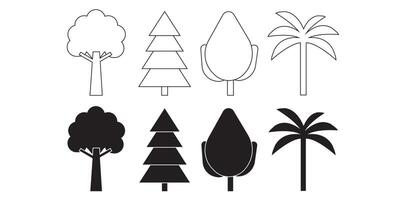 Flat trees set. Tree icons are set in a modern flat style. vector
