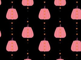 pattern with bright pumpkins with ornaments on a black background vector