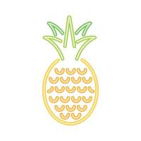 A pineapple icon with a yellow and green outline vector