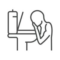 A man is sitting at a desk with a computer vector