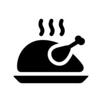 A black and white image of a turkey on a plate vector