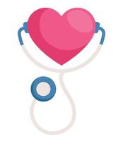 A stethoscope and heart icon on a white background vector