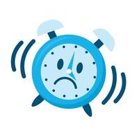 An alarm clock with a sad face vector