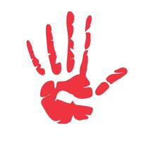A red hand print on a white background vector