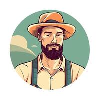 A man with a beard and hat in a round vector