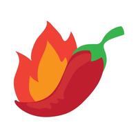 A red hot pepper with flames on it vector