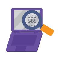 A laptop with a magnifying glass over it vector