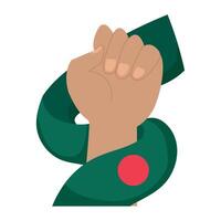 A fist with a green and red flag vector