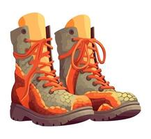 A pair of boots with orange laces vector
