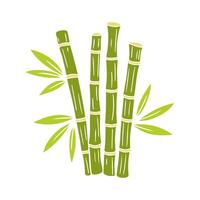 Bamboo green sticks with leaves, no contour drawing on white background vector