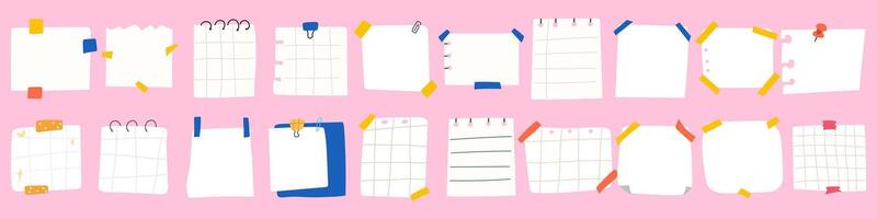 Big collection of to do lists. Templates. Hand drawn flat illustrations on pink background. vector
