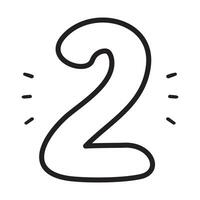Number 2. Outline design. Black color. Illustration on white background. vector