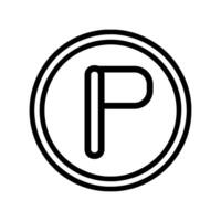 The letter p in a circle with a black outline vector