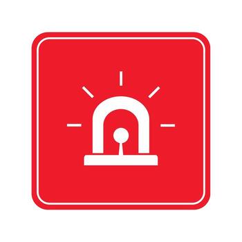 A red square button with a light bulb vector