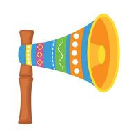 A colorful megaphone with a wooden handle vector