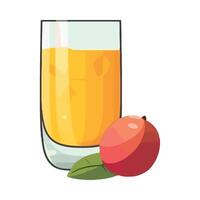 A glass of orange juice with a mango on a white background vector