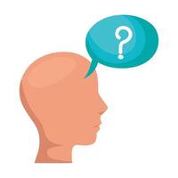 Person head with question speech bubble illustration design vector