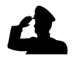 Silhouette of a soldier saluting vector