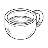 A cup of coffee is drawn in a line vector