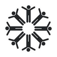 People in a circle with hands up, symbolizing unity vector