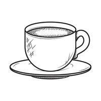 A cup of coffee on a saucer with a spoon vector