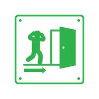 A green sign with a man walking into an exit door vector