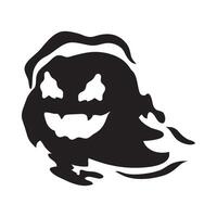 A black and white silhouette of a ghost with a smile vector