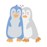 Two penguins are hugging each other vector