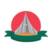 A flat icon of a building with a green ribbon vector